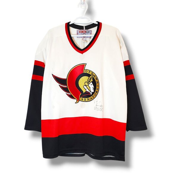Vintage 90s Ottawa Senators Roger Neilson Signe 2D Logo NHL Jersey White Size L - Picture 1 of 5